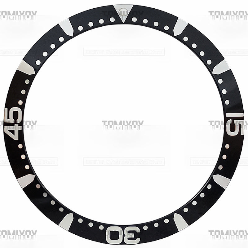 39MM Black White Aluminum Sloped Watch Bezel Fit For L-Q 642 742 Men's Mechanical Watches