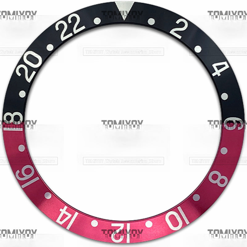 37.6MM Black Red Brown Blue Aluminum Sloped Bezel Insert Fit For Old R-L-X gmt Mechanical Wristwatch