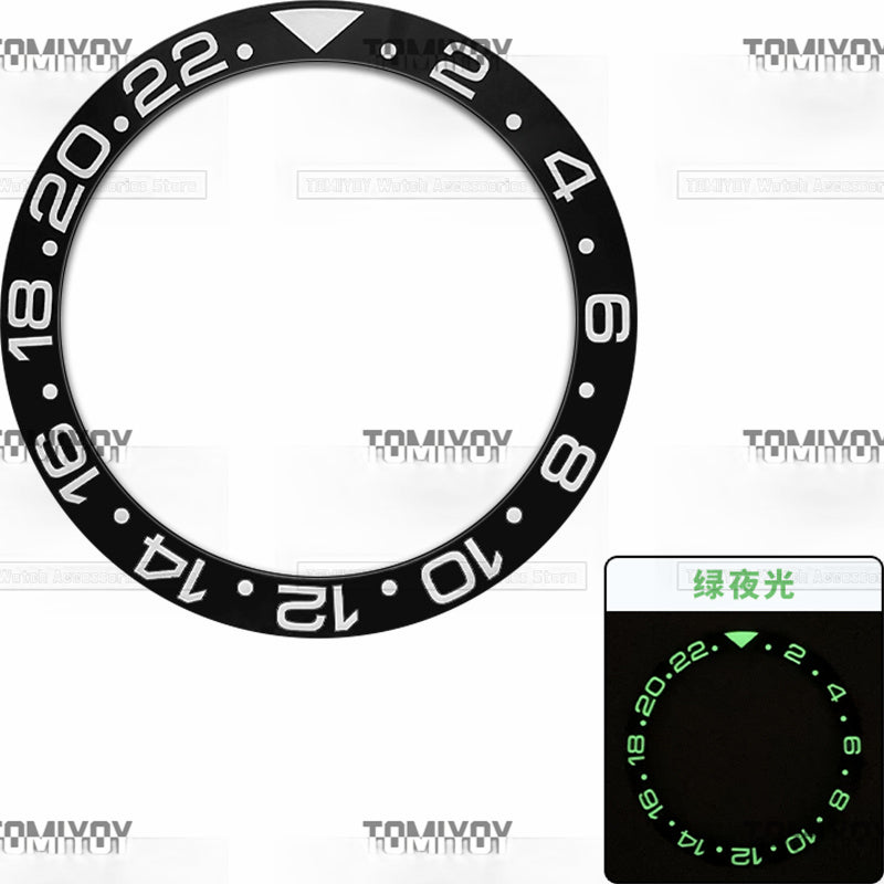 38MM Green Luminous Black Blue Green Brown Ceramic Sloped Watch Bezel Insert Fit For R-L-X GMT Mechanical Wristwatch