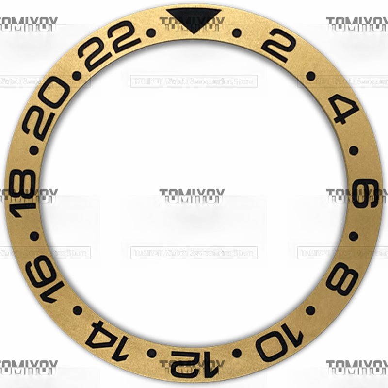 38MM Gold Green Blue Matte Ceramic Sloped Watch Bezel Insert Fit For R-L-X GMT Mechanical Wristwatch