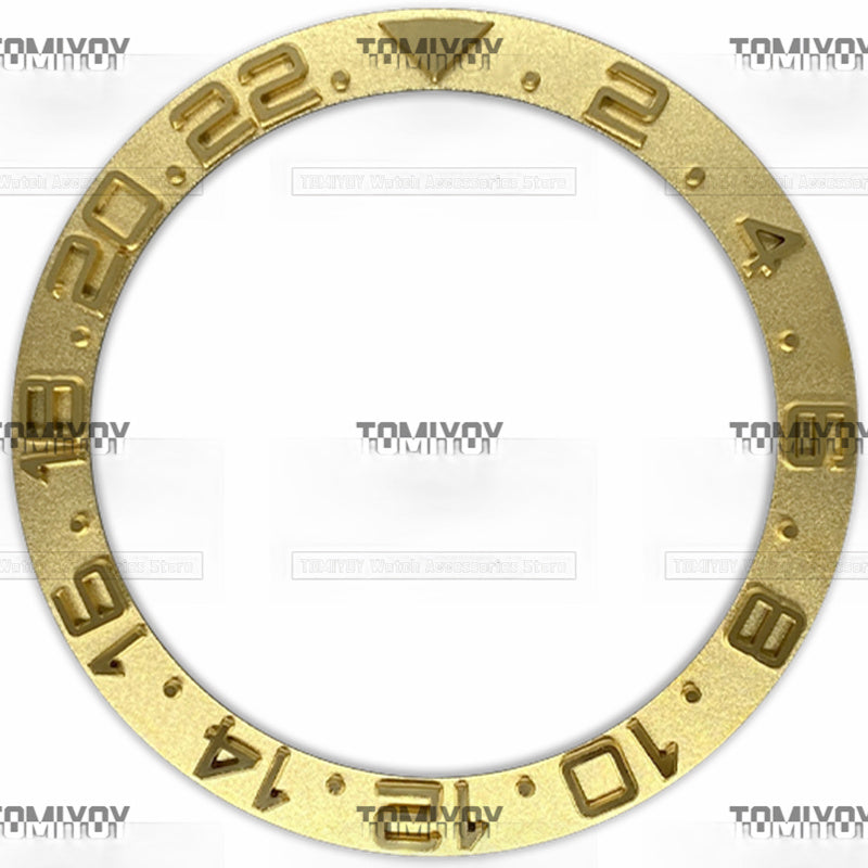 38MM Gold Rose Gold Sliver Blue Convex Stainless Steel Sloped Watch Bezel Insert Fit For R-L-X GMT Mechanical Wristwatch