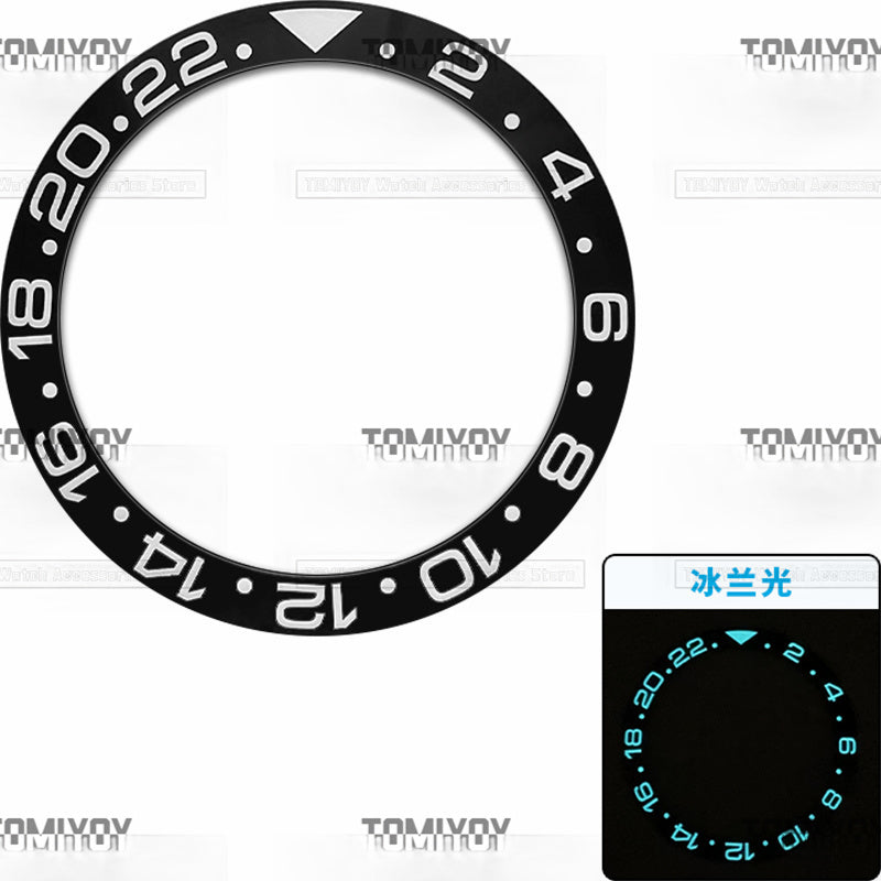 38MM Ice Blue Luminous Black Blue Green Brown Ceramic Sloped Watch Bezel Insert Fit For R-L-X GMT Mechanical Wristwatch