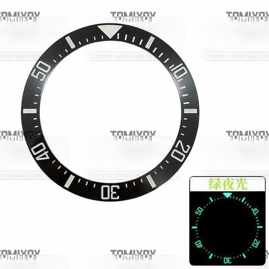 40MM Green Luminous Black Ceramics Sloped Watch Bezel Insert Fit For R-L-X SEA Mechanical Wristwatch