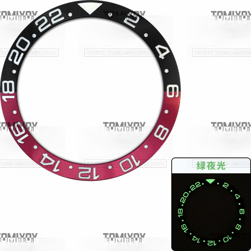 38MM Green Luminous Black Blue Red Aluminum Sloped Watch Bezel Insert Fit For R-L-X Mechanical Wristwatch