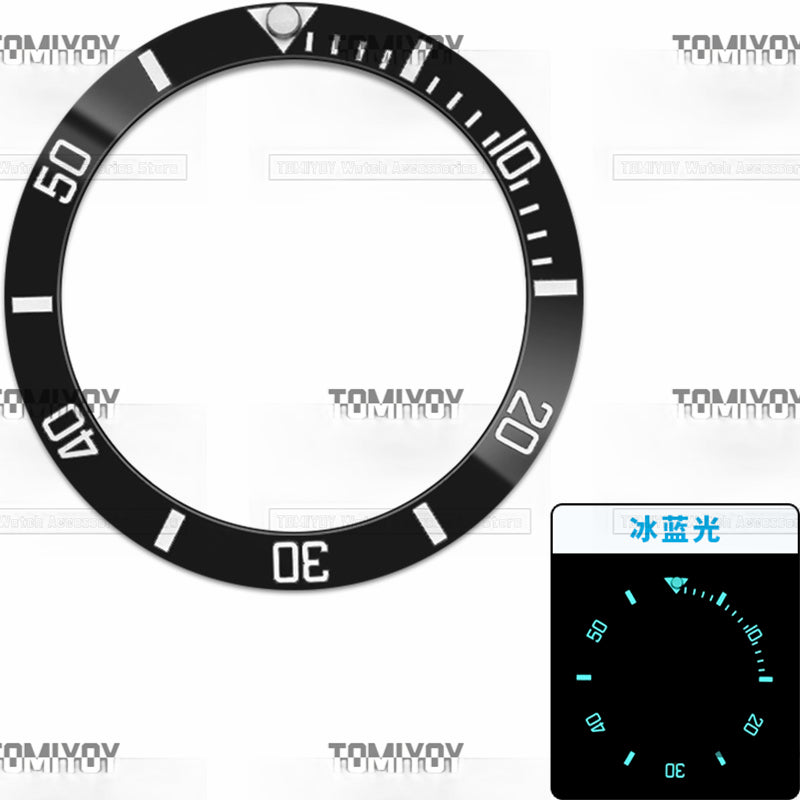 38MM Ice Blue Luminous Blue Black Green Ceramic Sloped Watch Bezel Insert Fit For R-L-X SUB Mechanical Wristwatch