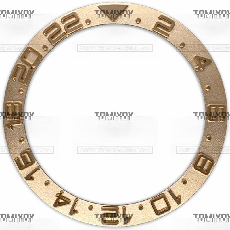 38MM Gold Rose Gold Sliver Blue Convex Stainless Steel Sloped Watch Bezel Insert Fit For R-L-X GMT Mechanical Wristwatch