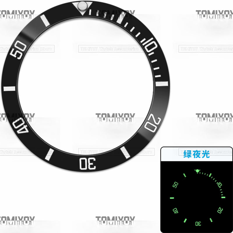 38MM Green Luminous Blue Black Green Ceramic Sloped Watch Bezel Insert Fit For R-L-X SUB Mechanical Wristwatch