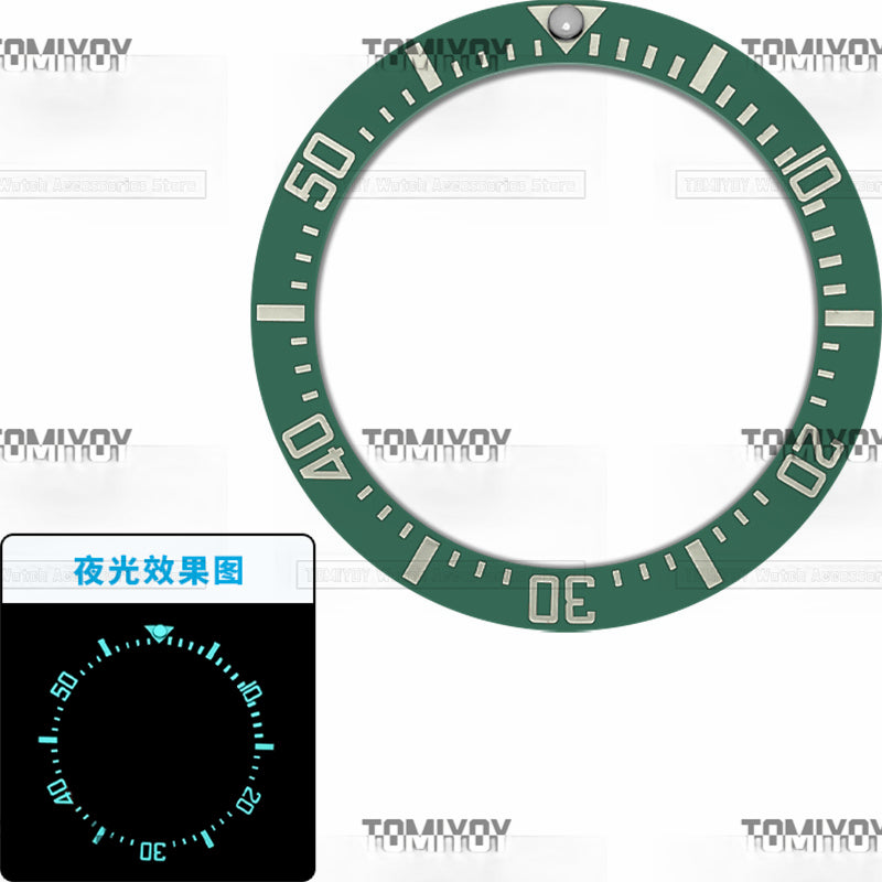 40MM Ice Blue Luminous Blue Black Green Ceramic Sloped Watch Bezel Insert Fit For R-L-X SEA Mechanical Wristwatch