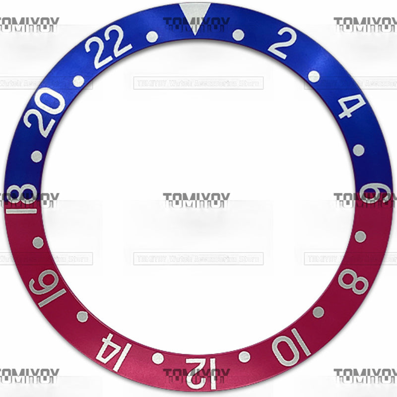 Old 38MM Black Brown Red Blue Aluminum Sloped Watch Bezel Insert Fit For R-L-X GMT Mechanical Wristwatch