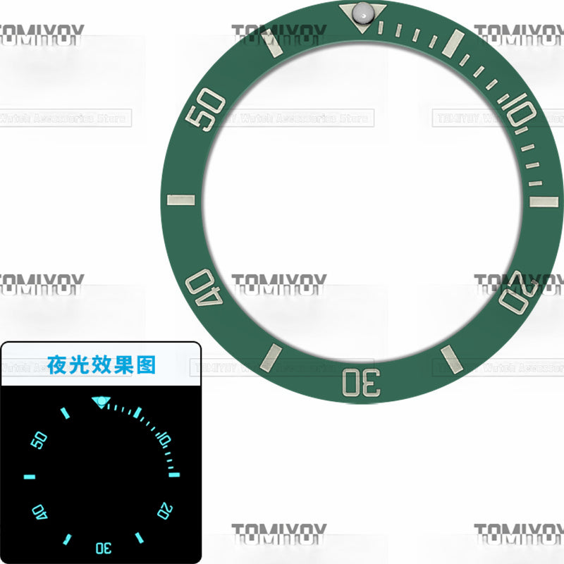 40MM Ice Blue Luminous Blue Black Green Ceramic Sloped Watch Bezel Insert Fit For R-L-X Sub Mechanical Wristwatch