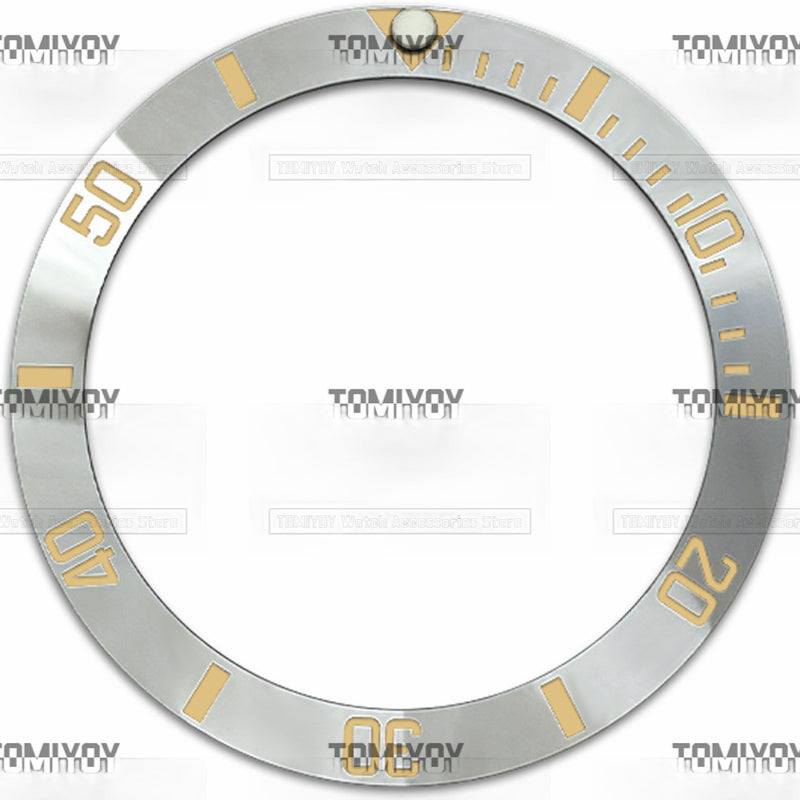 38MM Sliver Purple Gold Electroplated Ceramic Sloped Watch Bezel Insert Fit For R-L-X SUB Mechanical Wristwatch