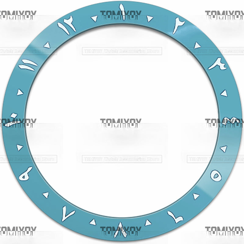38MM Lake Blue Ceramic Sloped Watch Bezel Insert Fit For R-L-X Mechanical Wristwatch