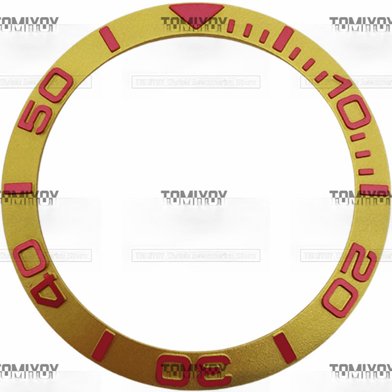 38MM Red Gold Purple White Convex Aluminum Sloped Watch Bezel Insert Fit For R-L-X YM Mechanical Wristwatch