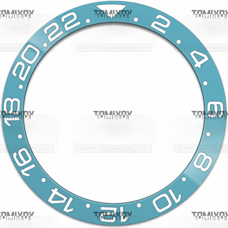 38MM Lake Blue Ceramic Sloped Watch Bezel Insert Fit For R-L-X Mechanical Wristwatch