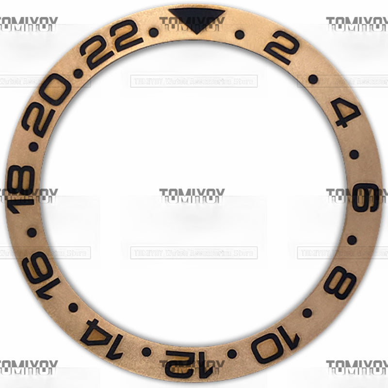 38MM Gold Green Blue Matte Ceramic Sloped Watch Bezel Insert Fit For R-L-X GMT Mechanical Wristwatch