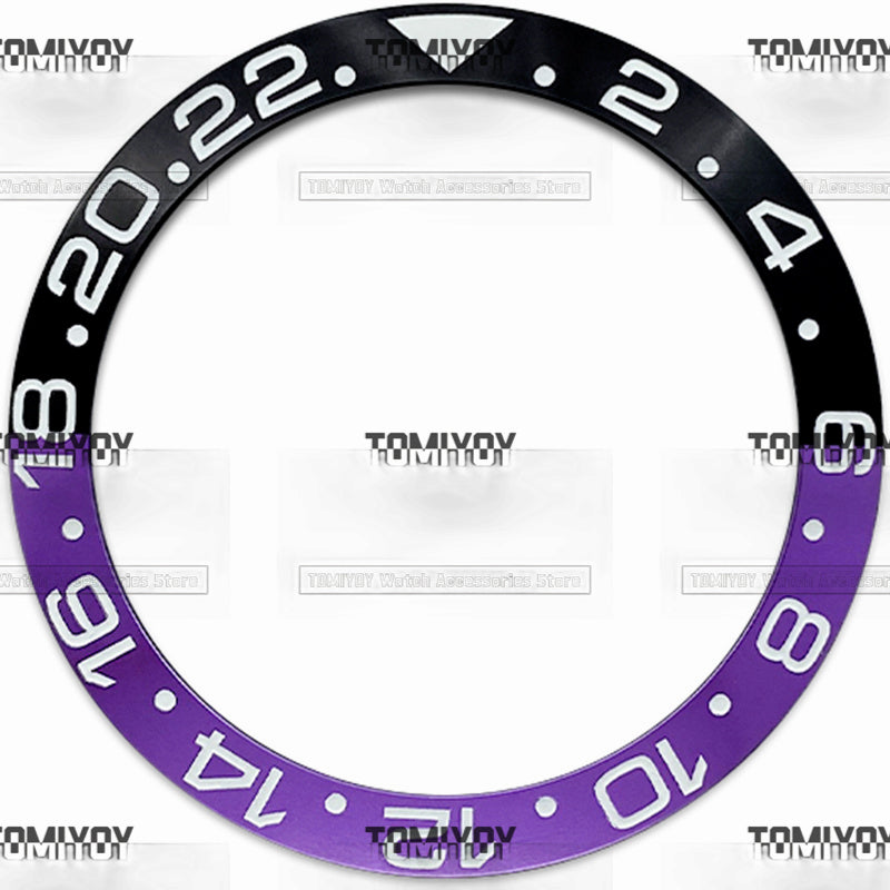 38MM Purple Green Red Blue Aluminum Sloped Watch Bezel Insert Fit For R-L-X GMT Mechanical Wristwatch