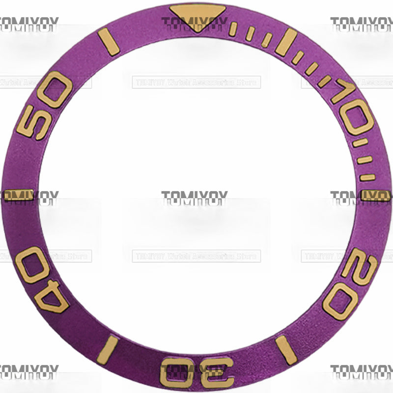 38MM Red Gold Purple White Convex Aluminum Sloped Watch Bezel Insert Fit For R-L-X YM Mechanical Wristwatch