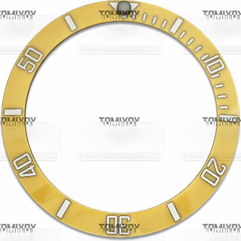 38MM Green Gold Pink Grey Ceramic Sloped Luminous Spot Watch Bezel Insert Fit For R-L-X SUB Mechanical Wristwatch