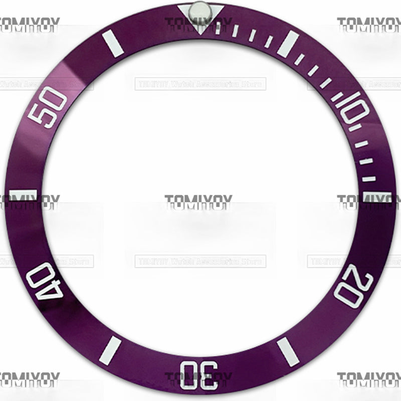 38MM Sliver Purple Gold Electroplated Ceramic Sloped Watch Bezel Insert Fit For R-L-X SUB Mechanical Wristwatch