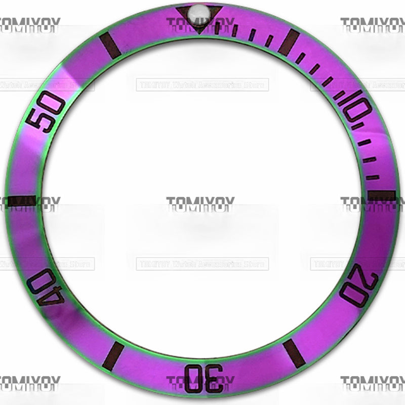 38MM Sliver Purple Gold Electroplated Ceramic Sloped Watch Bezel Insert Fit For R-L-X SUB Mechanical Wristwatch