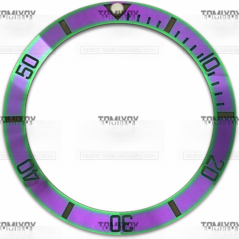 38MM Sliver Purple Gold Electroplated Ceramic Sloped Watch Bezel Insert Fit For R-L-X SUB Mechanical Wristwatch