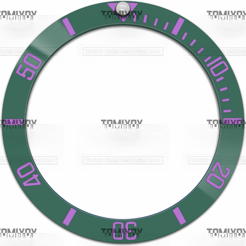 38MM Green Gold Pink Grey Ceramic Sloped Luminous Spot Watch Bezel Insert Fit For R-L-X SUB Mechanical Wristwatch