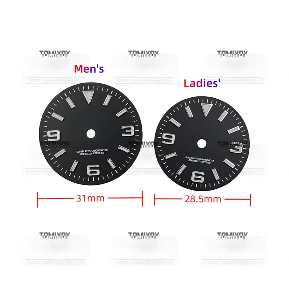Mod 31mm/28.5mm Black Watch Accessories Blue Luminous Dial Fit For NH35A/4R35/NH34/NH36 Movement GBW9 Mechanical Watch Case