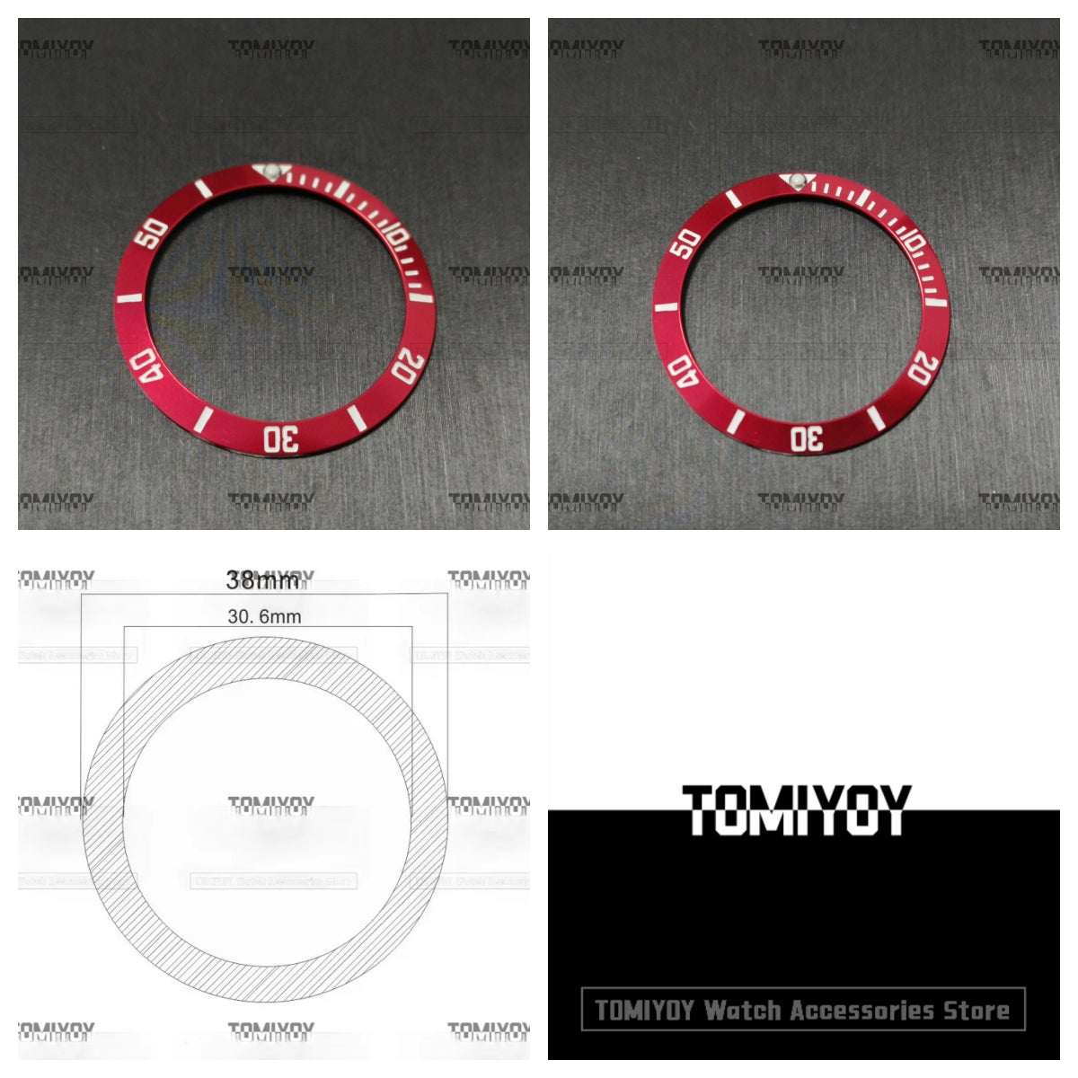 Red 38MM Aluminum Bezel insert Fit For R-L-X 8215 8200 Watch Case