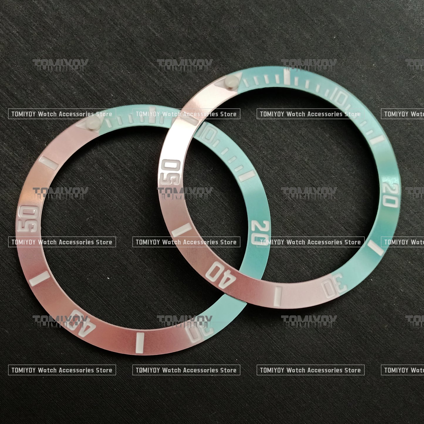 38MM Pink Blue Green Contrasting Colors Aluminium Bezel insert Fit For R-L-X 8215 8200 Watch Case