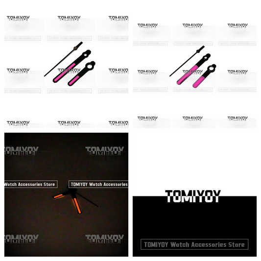 Brushed Matt Black Pink watch hands with BGW9 Luminous Fit For S NH35 NH36 Series 7S35 4R35 Movement