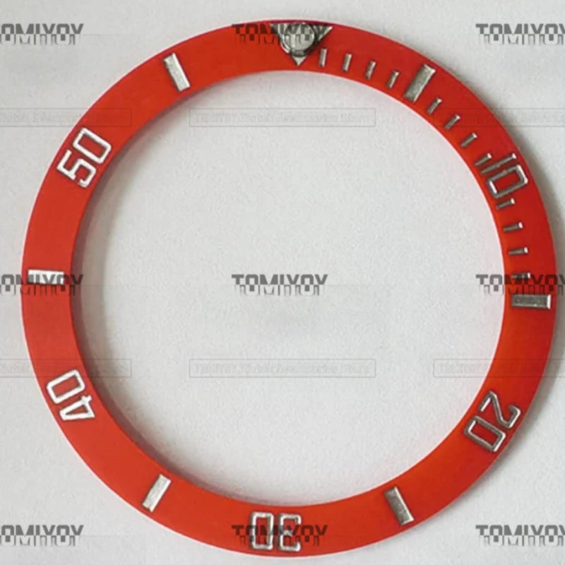 38MM Red White Orange Matte Carbon Fiber Sloped Watch Bezel Insert Fit For R-L-X SUB 40MM Mechanical Wristwatch