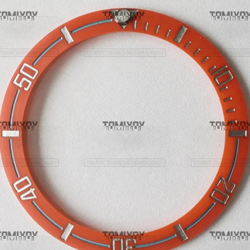 38MM Red White Orange Matte Carbon Fiber Sloped Watch Bezel Insert Fit For R-L-X SUB 40MM Mechanical Wristwatch