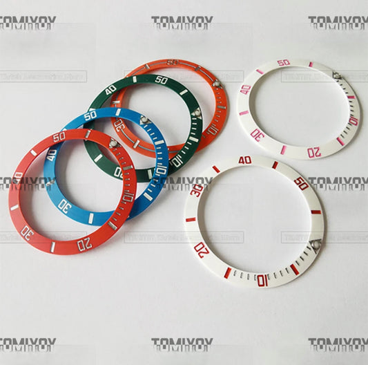 38MM Red White Orange Matte Carbon Fiber Sloped Watch Bezel Insert Fit For R-L-X SUB 40MM Mechanical Wristwatch