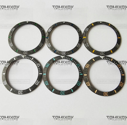 38MM Matte Carbon Fiber Bevel Face Watch Bezel Insert Fit For R-L-X SUB 40MM Mechanical Wristwatch
